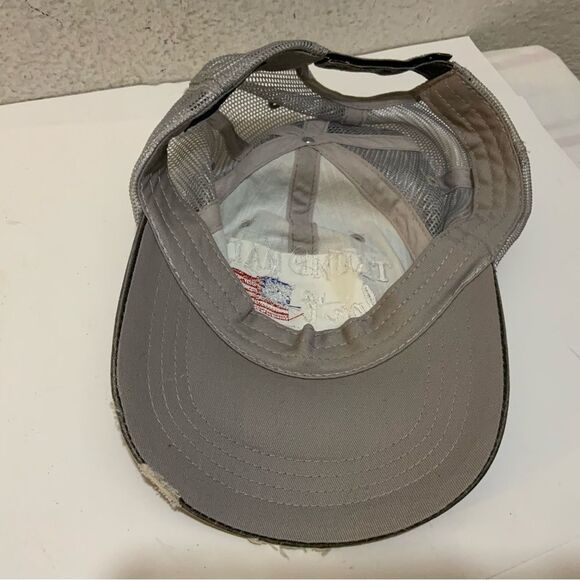 Trump Hair Don't Care Embroidered Distressed Patriotic curved bill Trucker Hat - Picture 4 of 5